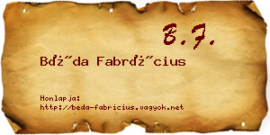 Béda Fabrícius névjegykártya
